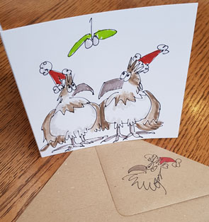 Hand drawn, pen & ink cartoon cards